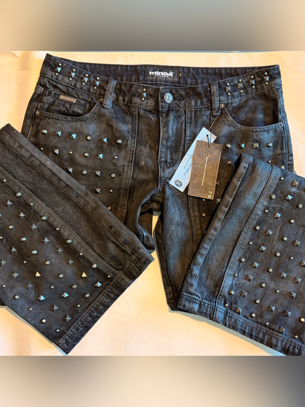 Minga London Riot Studded Boot-Cut Jeans - Black